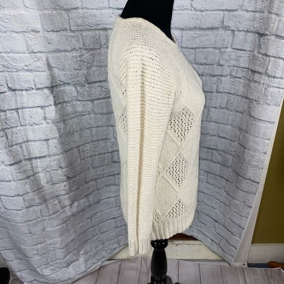 American eagle open knit scoopneck sweater off white sz S women - Picture 3 of 11